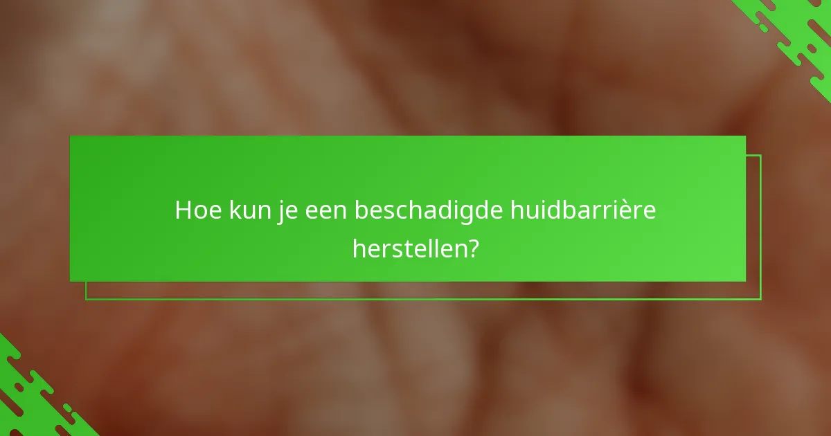Hoe kun je een beschadigde huidbarrière herstellen?